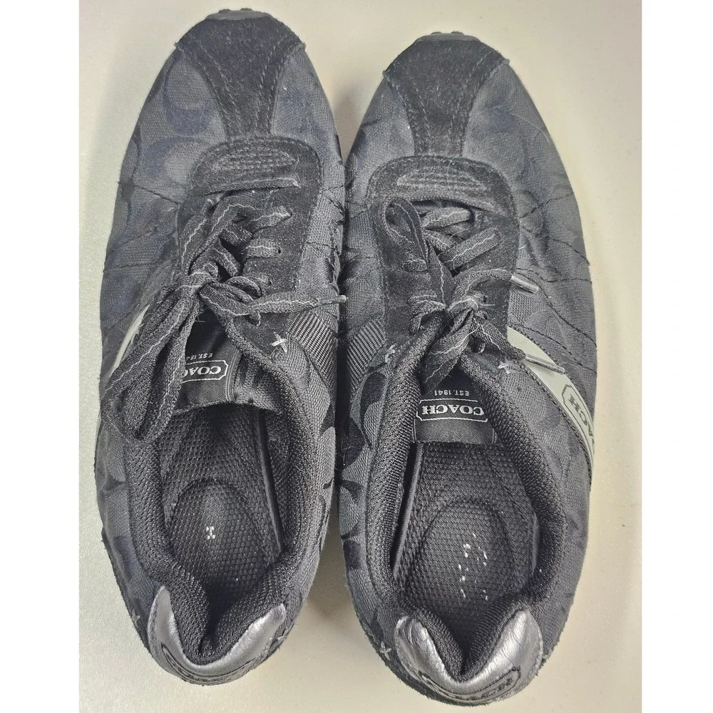 Coach Renata Black Signature Monogram Suede Low Top Sneakers A1176 Womens 9.5M